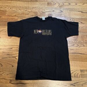 New Orleans Shirt Unisex Size XL Mardi Gras Embroidered Black NOLA Single Stitch